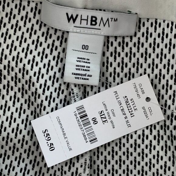WHBM Crop Pants sz 00 White Black Pattern Pull On New NWT - Picture 9 of 11